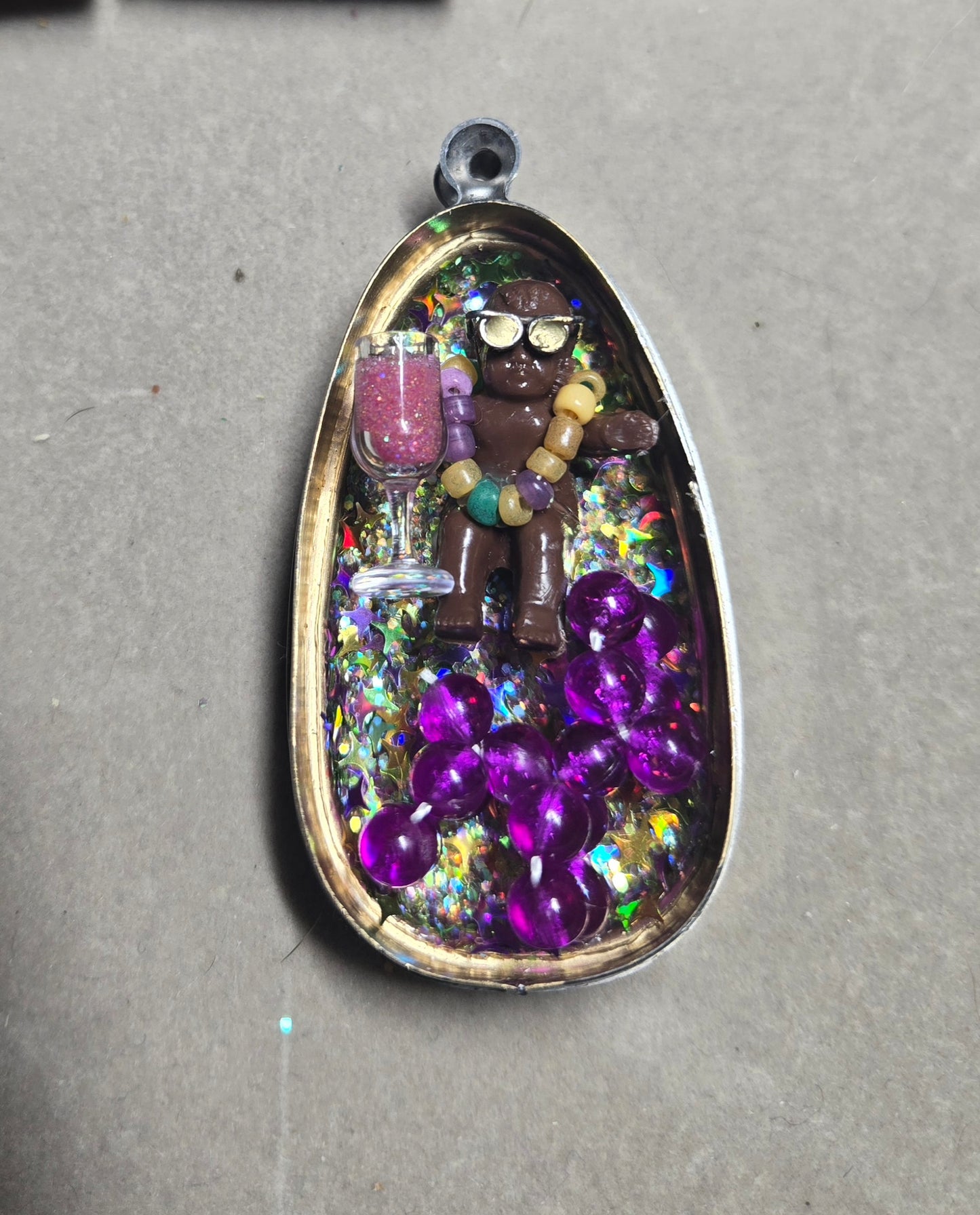 Bad Baby / Sunglasses, Wine, and Purple Bead Dog